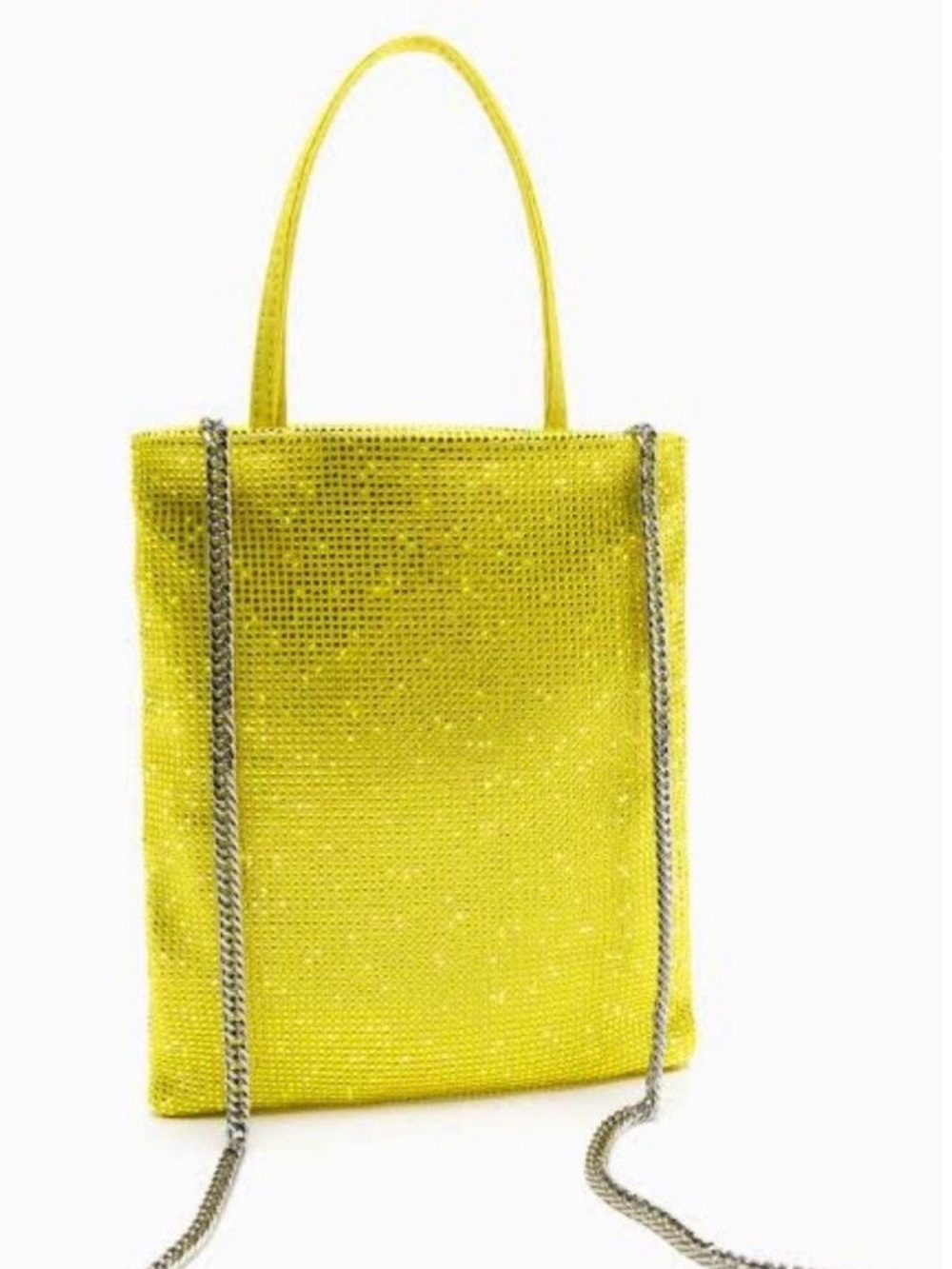 Nwt Yellow neon color Rhinestone Mini Tote Bag